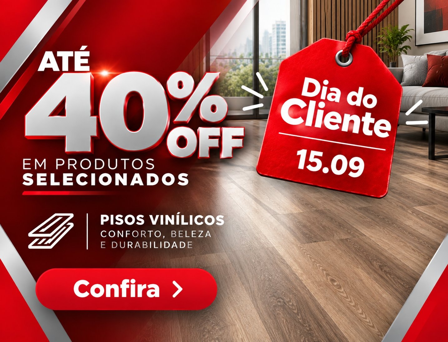 Descontos em pisos e forros na campanha de dia do cliente Esplane