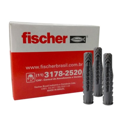 Bucha plástica com anel Fischer UX S6 universal 6 x 30 mm pacote 100 unid