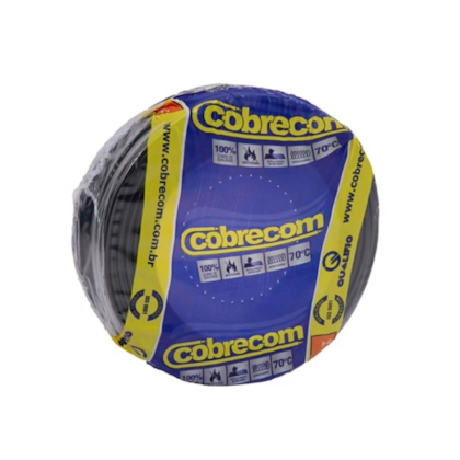 Cabo fio elétrico Cobrecom 2,5mm Flexicom preto 100m