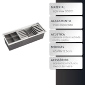 Cuba gourmet calha escorredora EspaçoKB 4518 inox escovado
