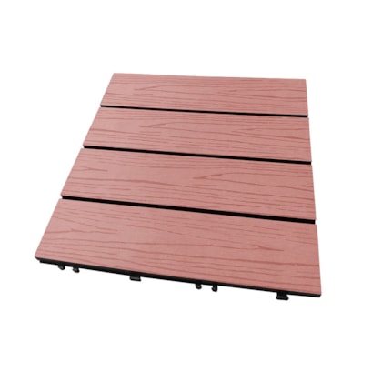 Deck WPC Madeira Plástica EspaçoFloor modular Carvalho Red Brown 30x30cm