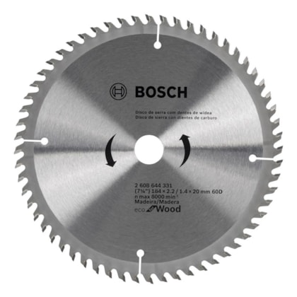 Disco serra circular 60 dentes Bosch Eco D184 x 60T
