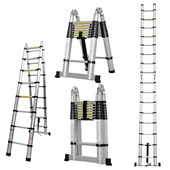 Escada alumínio telescópica base dupla EspaçoFix 16 degraus 5m até 150kg