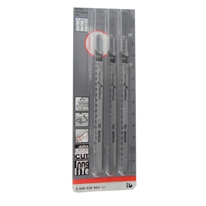 Lâmina serra tico-tico extra clean hard Bosch T308 BOF pacote 3 unid