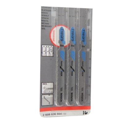 Lâmina serra tico-tico para inox Bosch GFS T118 pacote 3 unid