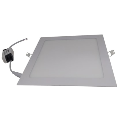 Luminária LED Plafon embutir EspaçoLux quadrada luz amarela 24W 3000K 300 mm