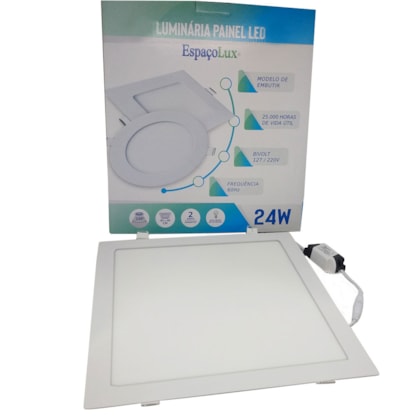 Luminária LED Plafon embutir EspaçoLux quadrada luz branca 24W 6500K 300 mm
