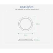Luminária LED Plafon sobrepor EspaçoLux redonda luz amarela 18W 3000K 220 mm
