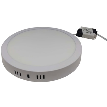 Luminária LED Plafon sobrepor EspaçoLux redonda luz amarela 24W 3000K 300 mm
