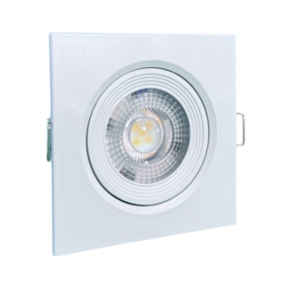 Luminária LED Spot embutir EspaçoLux quadrado luz amarela 5W 3000k 90mm