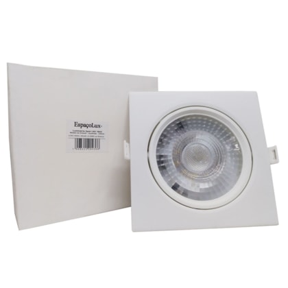 Luminária LED Spot embutir EspaçoLux quadrado luz branca 9W 6.500k 140mm