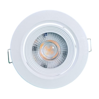 Luminária LED Spot embutir EspaçoLux redonda luz amarela 5W 3000K 90 mm