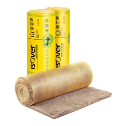 Manta lã de vidro para drywall Isover Wallfelt Pop4+ para corte 50mm x 1,20m x 12,5m
