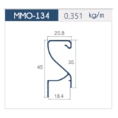 Puxador de alumínio perfil 134 MMO inox 18mm x 3m Puxador de alumínio perfil 134 MMO inox 18mm x 3m
