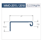 Puxador de alumínio perfil 2015/2018 MMO inox 3m Puxador de alumínio perfil 2015/2018 MMO inox 3m