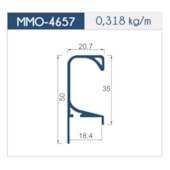 Puxador de alumínio perfil 4657 MMO inox 18x3000mm Puxador de alumínio perfil 4657 MMO inox 18x3000mm