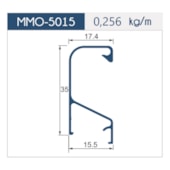 Puxador de alumínio perfil 5015 MMO Inox Colegato 15x3000mm Puxador de alumínio perfil 5015 MMO Inox Colegato 15x3000mm