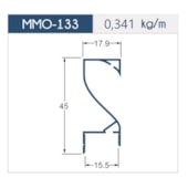 Puxador de alumínio perfil MMO 133 inox 15 x 3000 mm
