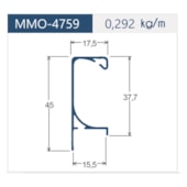 Puxador de alumínio perfil MMO 4759 fosco 15 x 3000 mm