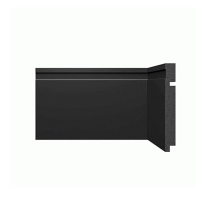 Rodapé de poliestireno frisado Santa Luzia Black 3480 preto 15 cm barra 2,4 m